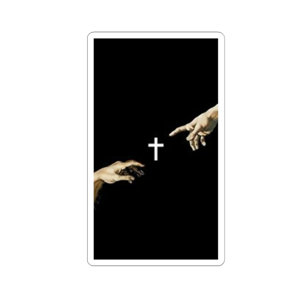 Religious Hands Cross Sticker — Minimalist Faith Kiss-Cut Decal