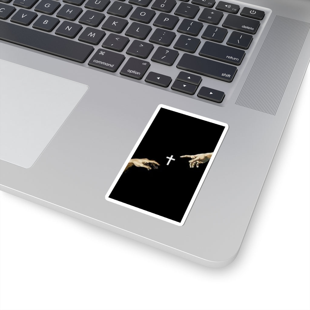 Religious Hands Cross Sticker — Minimalist Faith Kiss-Cut Decal