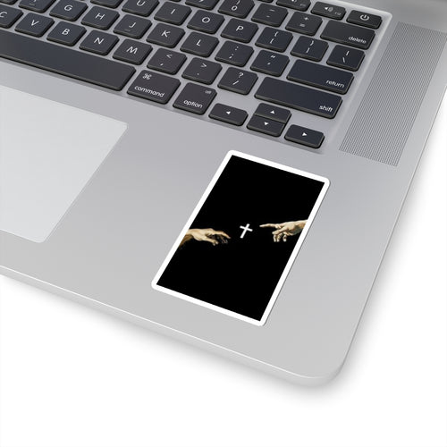 Religious Hands Cross Sticker — Minimalist Faith Kiss-Cut Decal