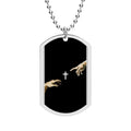 Religious Hands Dog Tag Necklace — Creation of Adam Cross Pendant